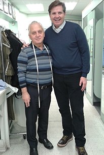 Matt Devlin — with the master tailor at Paul's Tailors